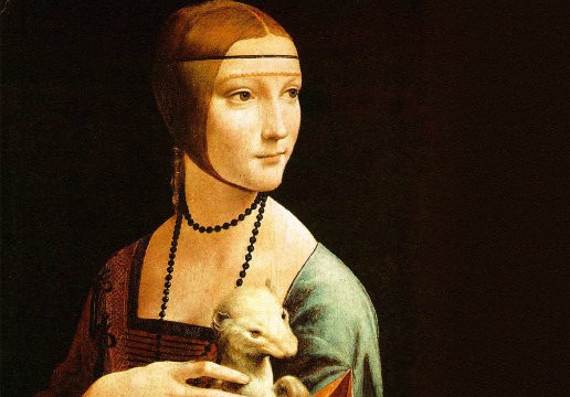 Hölgy hermelinnel című festmény - középkori elegéns olasz hölgy vadászgörényt tart karjaiban, Leonardo da Vinci alkotása