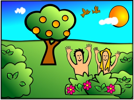 Karikatúra: Ádám és Éva a paradicsomban, Kép: pixabay 