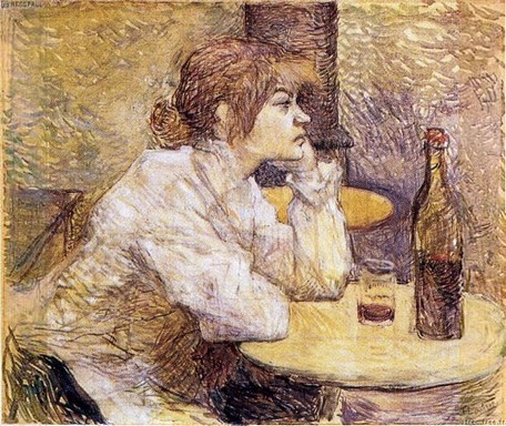 Henri de Toulouse-Lautrec: Másnaposság című festménye, Suzanne Valodon portréja, Forrás: wikipedia   