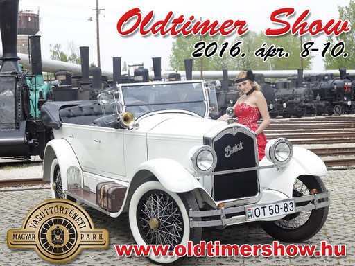 Oldtimer autó egy csinos nővel: az esemény plakátja