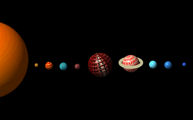 Naprendszerben a stilizált bolygók, Kép: pixabay