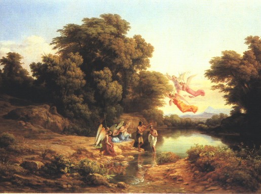 Markó Károly: Jézus megkereszteltetése a Jordán folyóban, Kép: wikimedia