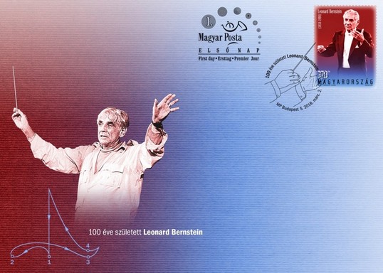Leonard Bernstein boríték és bélyeg, Kép: Magyar Posta