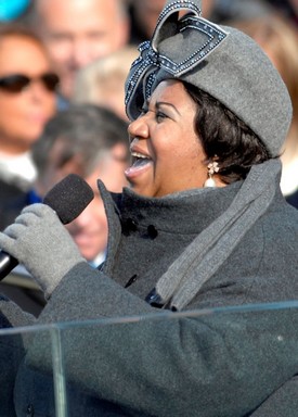 Aretha Franklin Obama beiktatásán, 2009-ben, Kép: wikipedia
